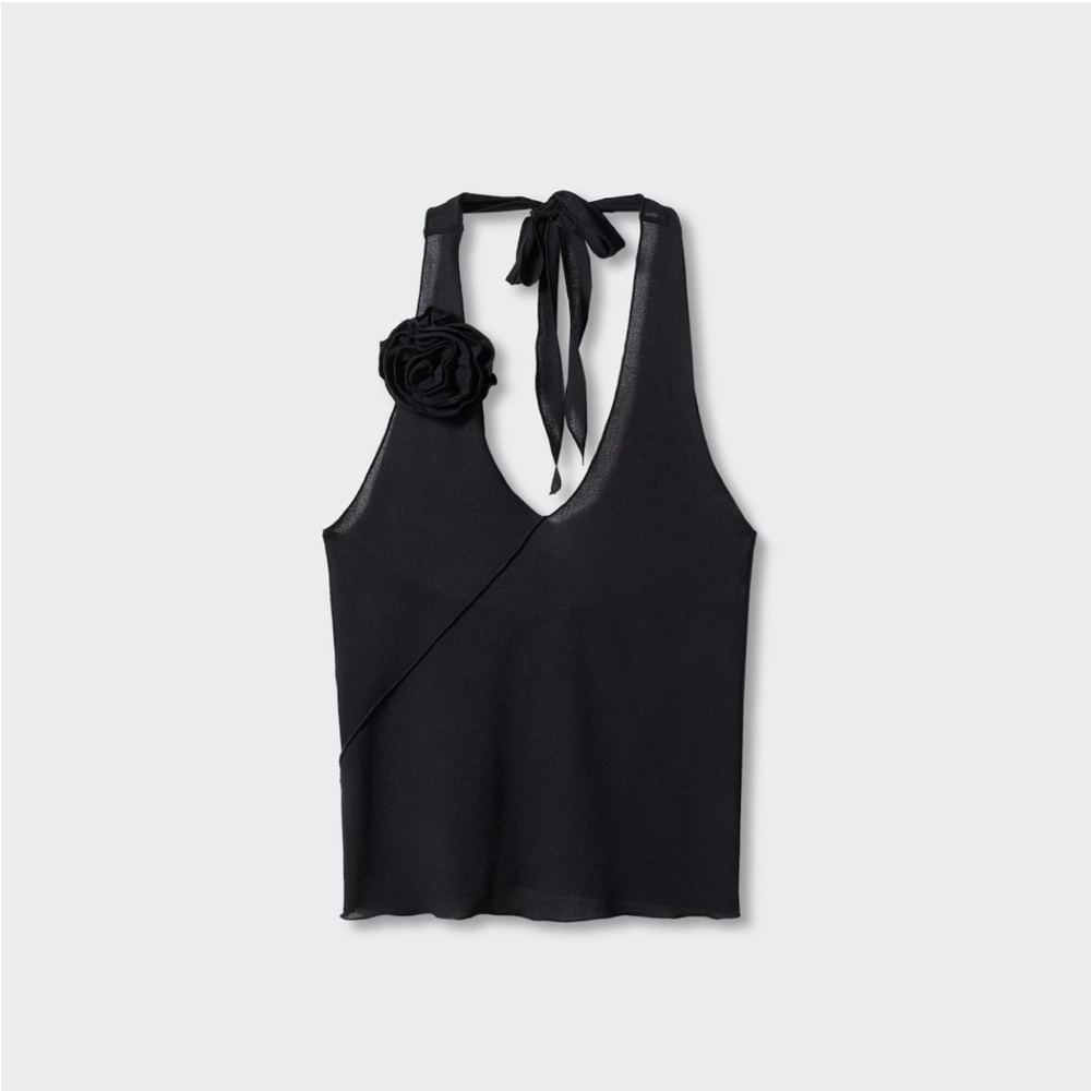 Mango Black Halter Tank Top